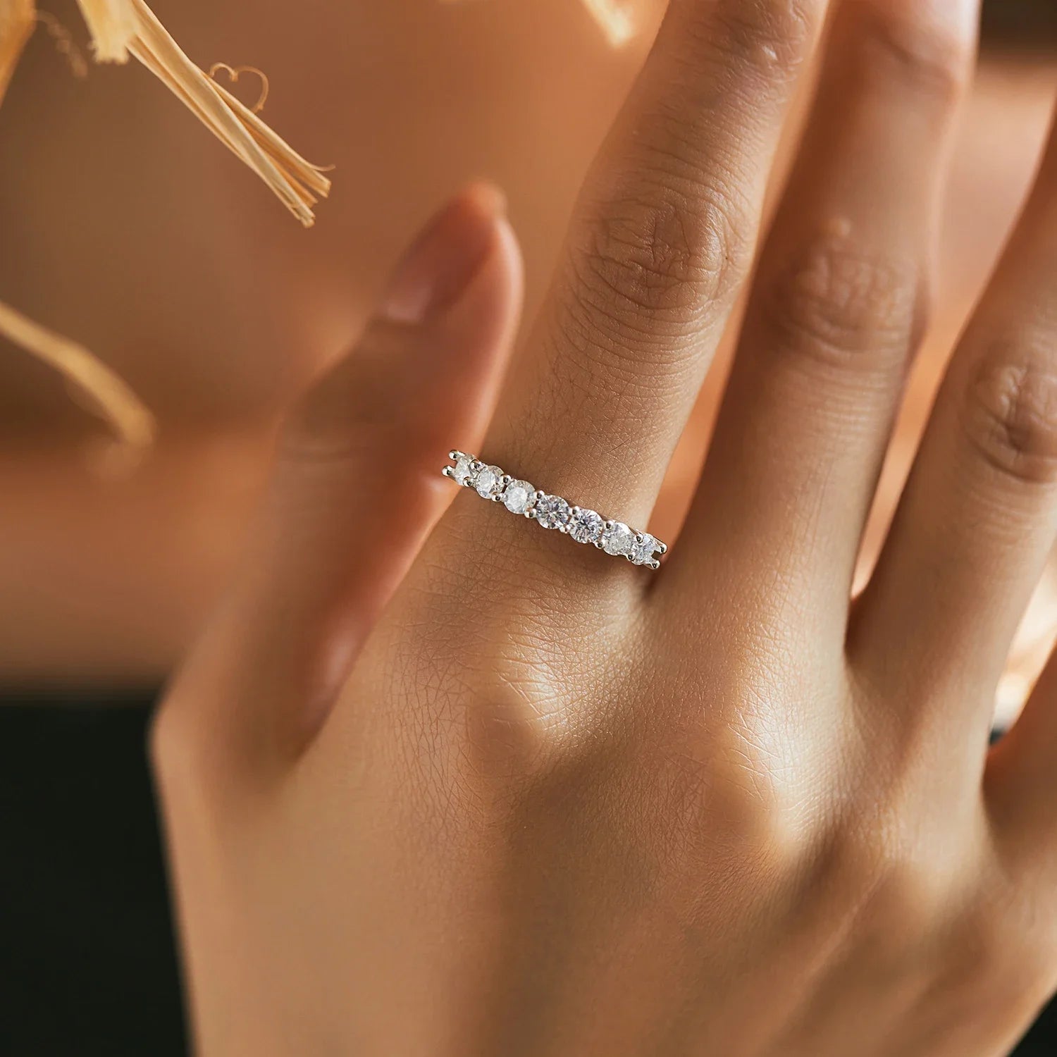 Stackable moissanite rings set for women 925 silver