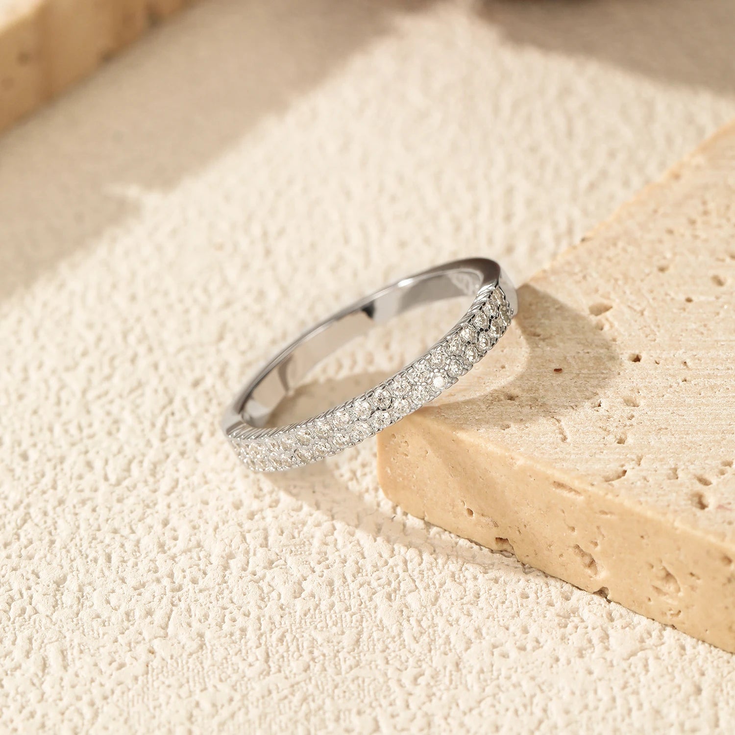 View of the 925 hallmark on the 18K Gold Plated moissanite ring