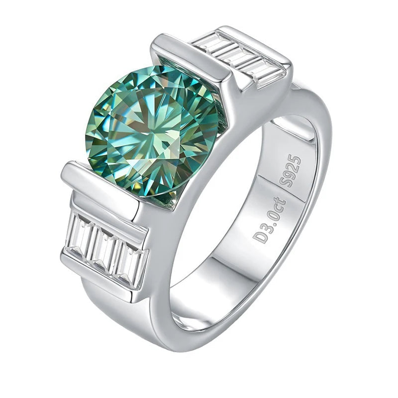 Luxury green moissanite diamond ring for women with gold setting