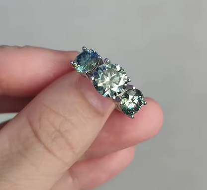 4.0 Carat. D VVS1. Moissanite Diamond Rings. 18K White Gold Plated Silver.