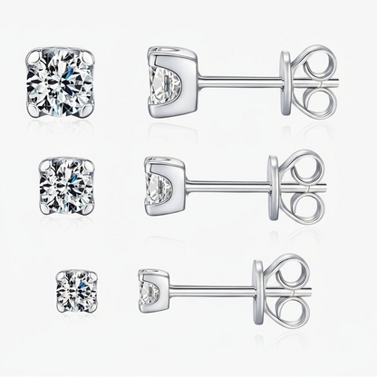moissanite stud earrings 3mm round D color sterling silver
