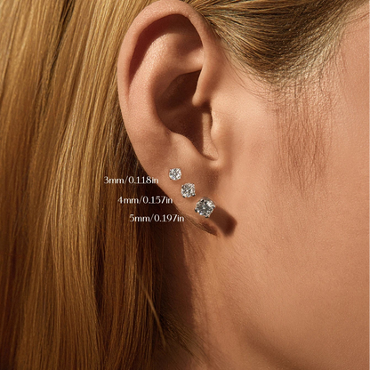 moissanite stud earrings 4mm classic round brilliant cut