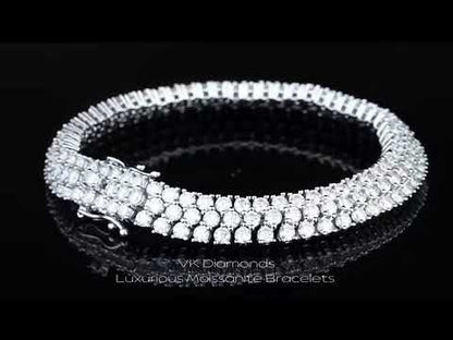 Luxury Moissanite Bracelet. 18K White Gold Plated Silver Jewelry.