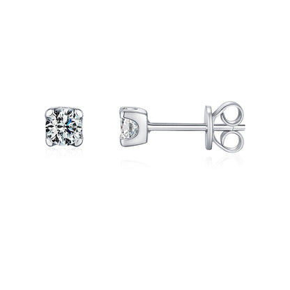 small moissanite stud earrings elegant round cut silver