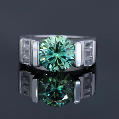 Unisex green moissanite diamond ring perfect for men and women