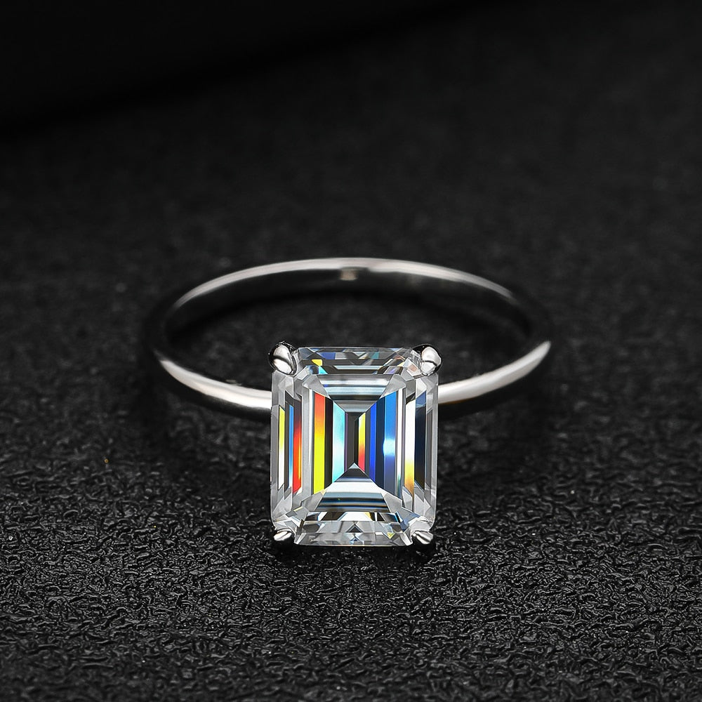 4 Carat Emerald Cut Genuine Moissanite Ring