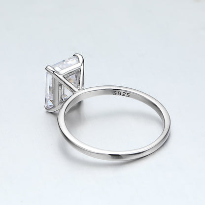 4 Carat Emerald Cut Genuine Moissanite Ring