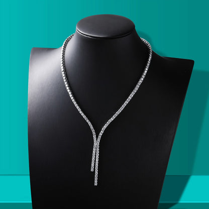 Moissanite Tennis Necklace 18K Gold Plated Silver