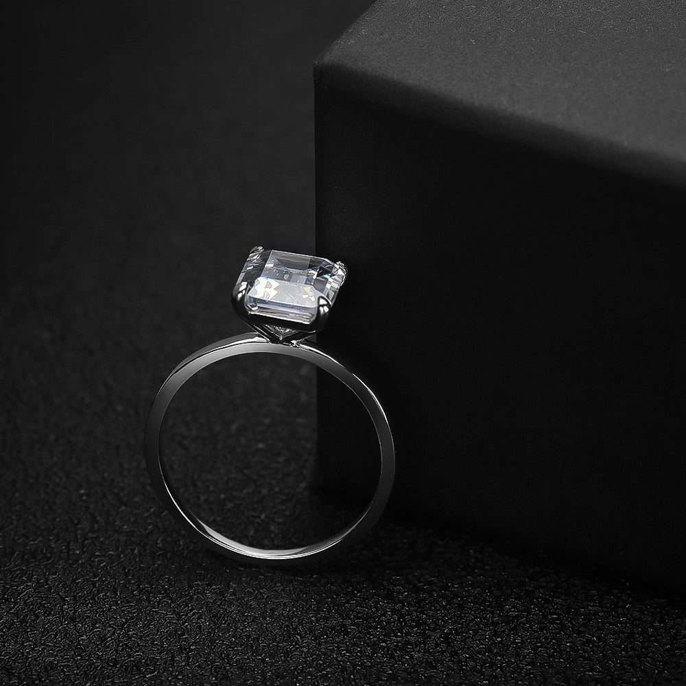 4 Carat Emerald Cut Genuine Moissanite Ring