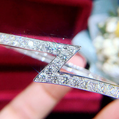 Natural Diamond Bangle. 2.20 Carat. 18K White Gold