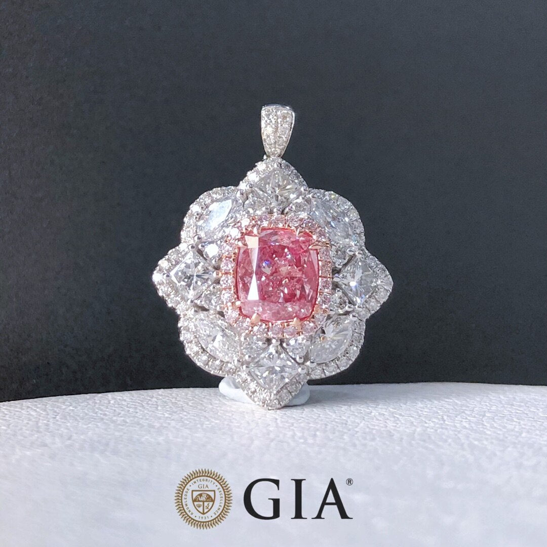 Rare Fancy Light Orange Pink Diamond. Ring, Pendant. GIA Certified.