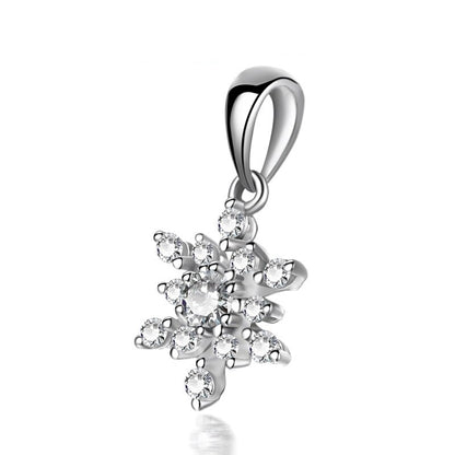 Natural Diamond Snowflake Shaped Pendant Necklace.