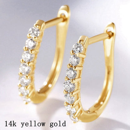 14K Gold. DEF/VVS. 0.50 Carat. Moissanite Diamond Earrings.