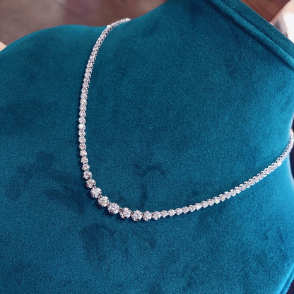 Luxury Diamond Tennis Necklace. 6.0 Carat. 18K White Gold.