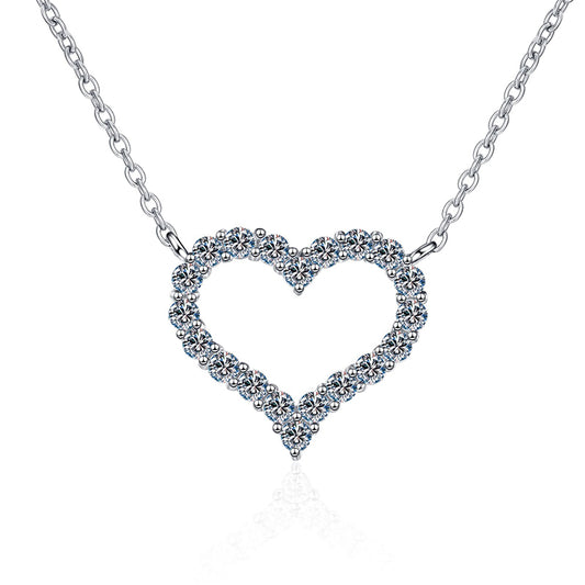Heart Shape. Moissanite Pendant Necklace. 18K Gold Plated Silver.
