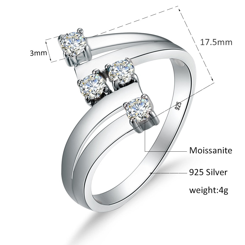 Luxury Moissanite Rings. D VVS1. 18K White Gold Plated Silver.