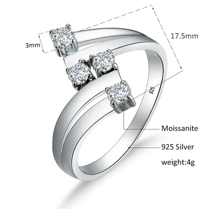 Luxury Moissanite Rings. D VVS1. 18K White Gold Plated Silver.