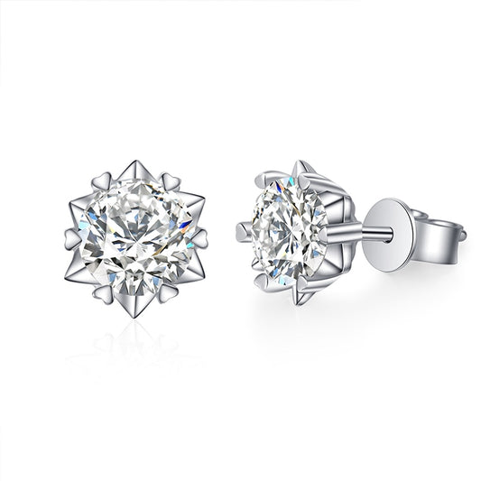 Boucles d'oreilles classiques moissanite 1ct 2ct. Argent sterling plaqué or blanc.