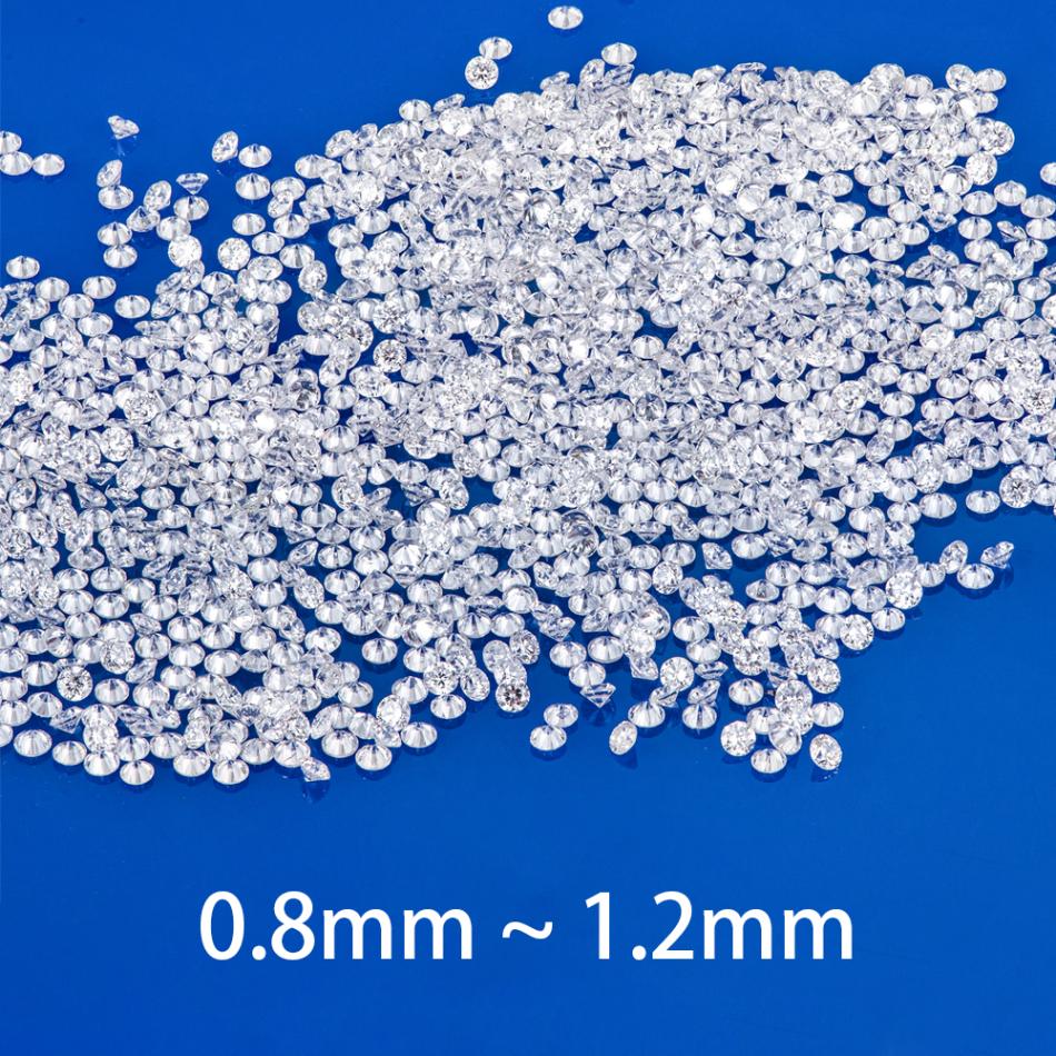 0,8 mm à 1,2 mm. Lot de 0,50 et 1,0 carats. Diamant cultivé en laboratoire.
