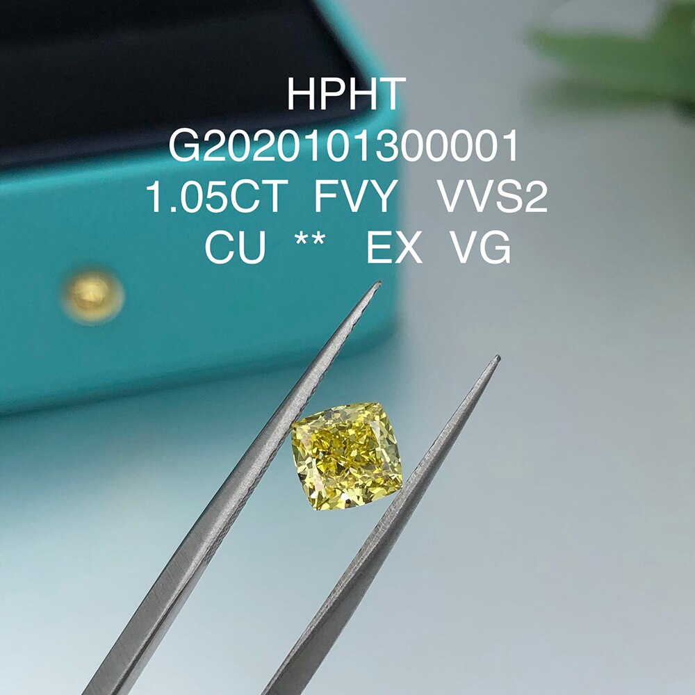 Buy Diamonds Online. Fancy Vivid Yellow. Cushion Cut. Lab Grown Diamond.