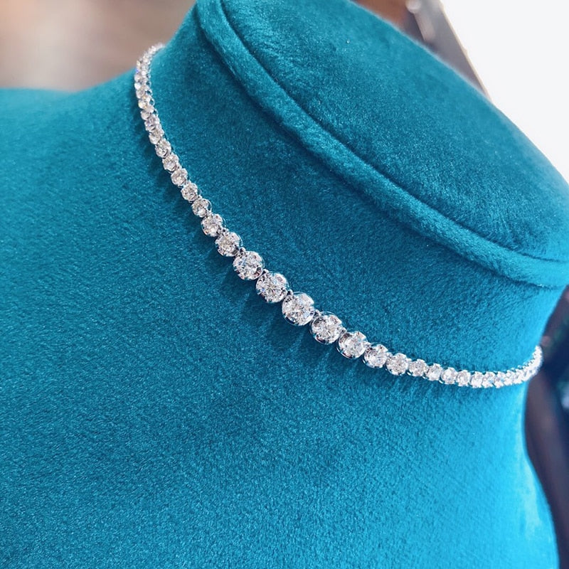 Luxury Diamond Tennis Necklace. 6.0 Carat. 18K White Gold.