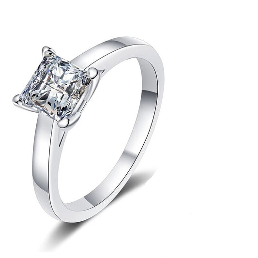 Princess cut moissanite engagement diamond ring