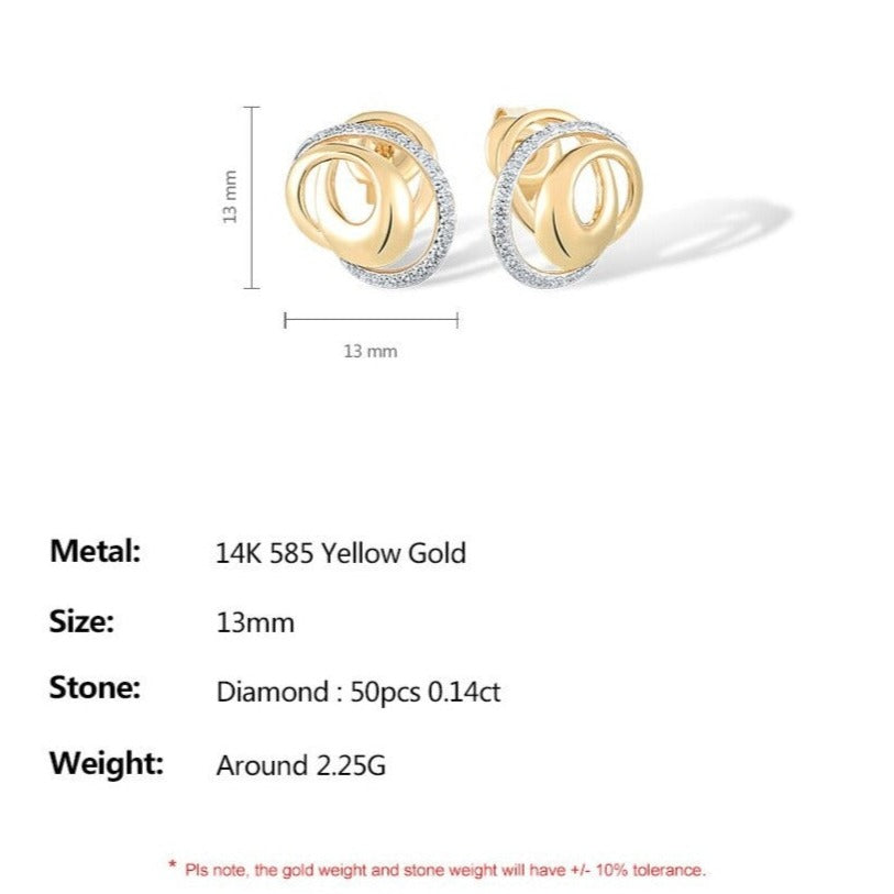 Natural Diamond Earrings 14K Yellow Gold