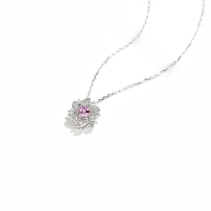 Genuine Natural Pink Sapphire and  Diamond Pendant Neckales.