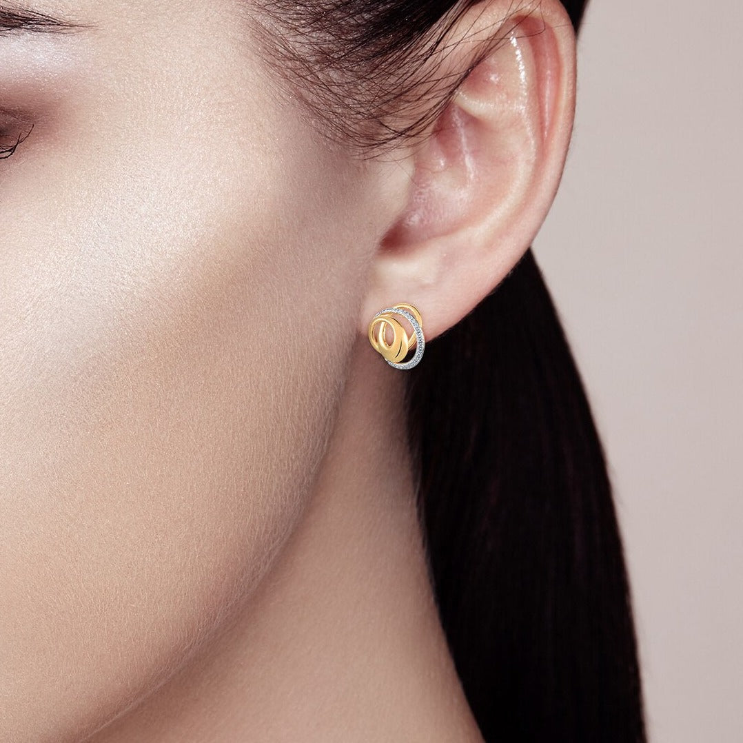 Natural Diamond Earrings 14K Yellow Gold