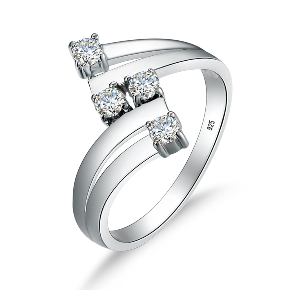 Luxury Moissanite Rings. D VVS1. 18K White Gold Plated Silver.