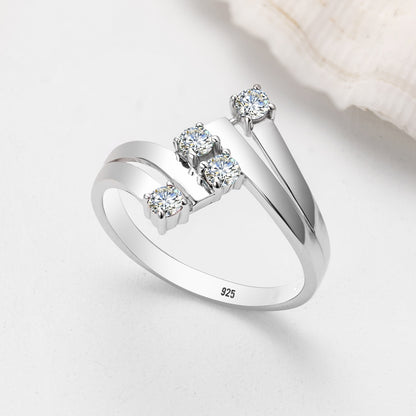 Luxury Moissanite Rings. D VVS1. 18K White Gold Plated Silver.