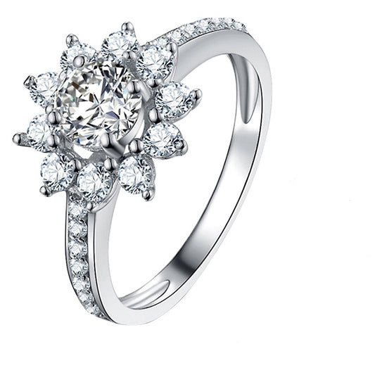 Real moissanite diamond luxury sun flower ring 2 carat