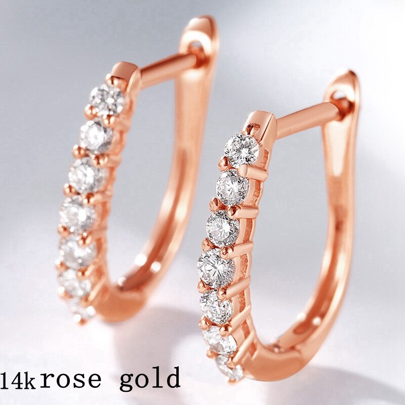 14K Gold. DEF/VVS. 0.50 Carat. Moissanite Diamond Earrings.