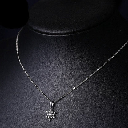 Natural Diamond Snowflake Shaped Pendant Necklace.