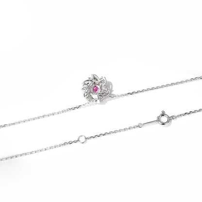 Genuine Natural Pink Sapphire and  Diamond Pendant Neckales.