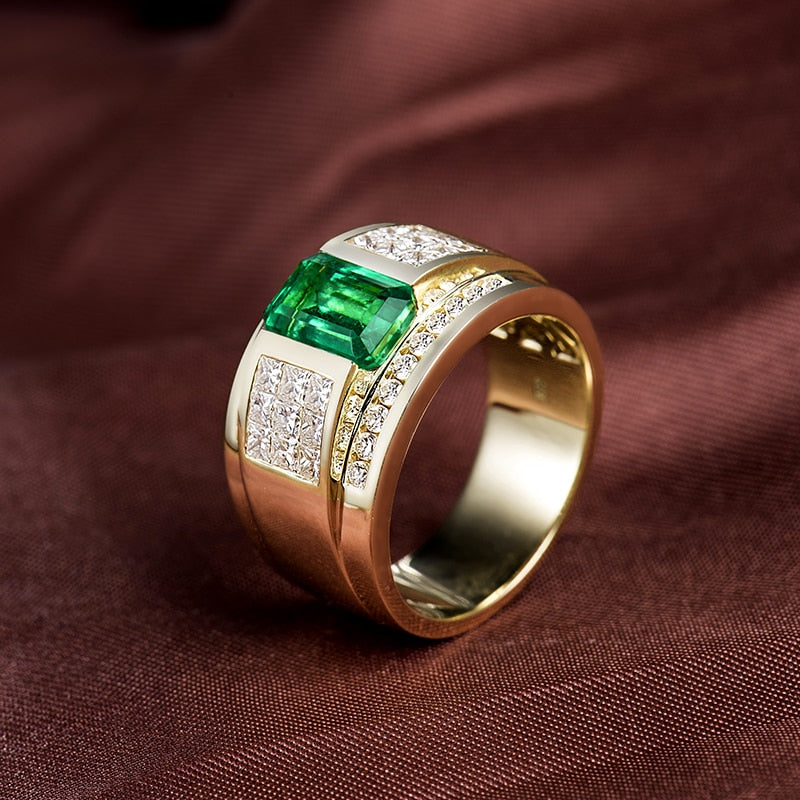 Luxury Colombian Emerald and Diamond Men's Rings.
