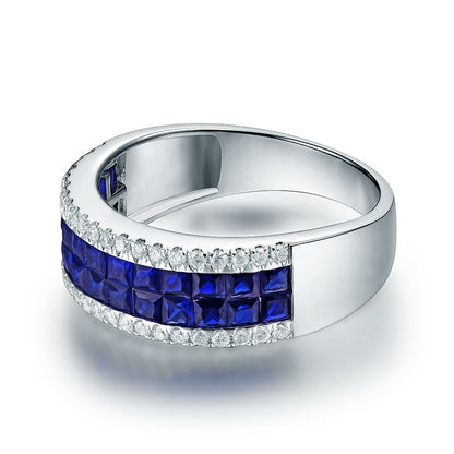 Natural Blue Sapphire and Diamond Engagement Ring for Men.