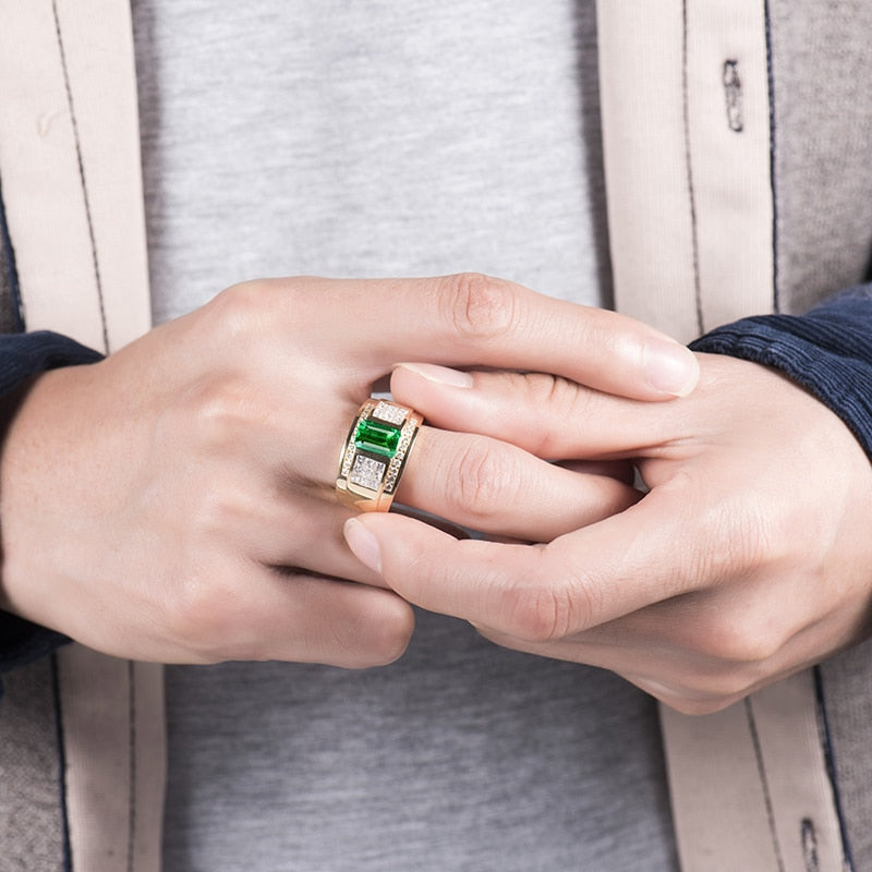 Luxury Colombian Emerald and Diamond Men's Rings.