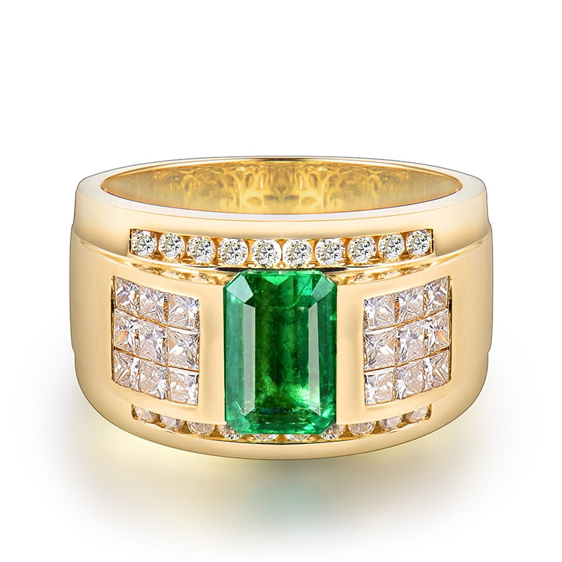 Luxury Colombian Emerald and Diamond Men's Rings.