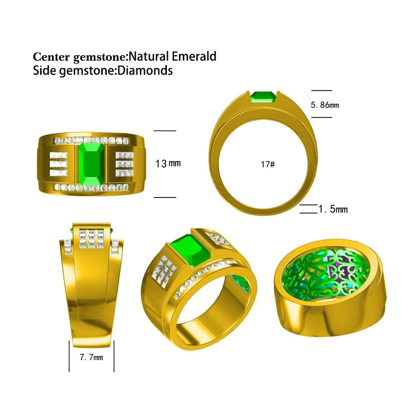 Luxury Colombian Emerald and Diamond Men's Rings.