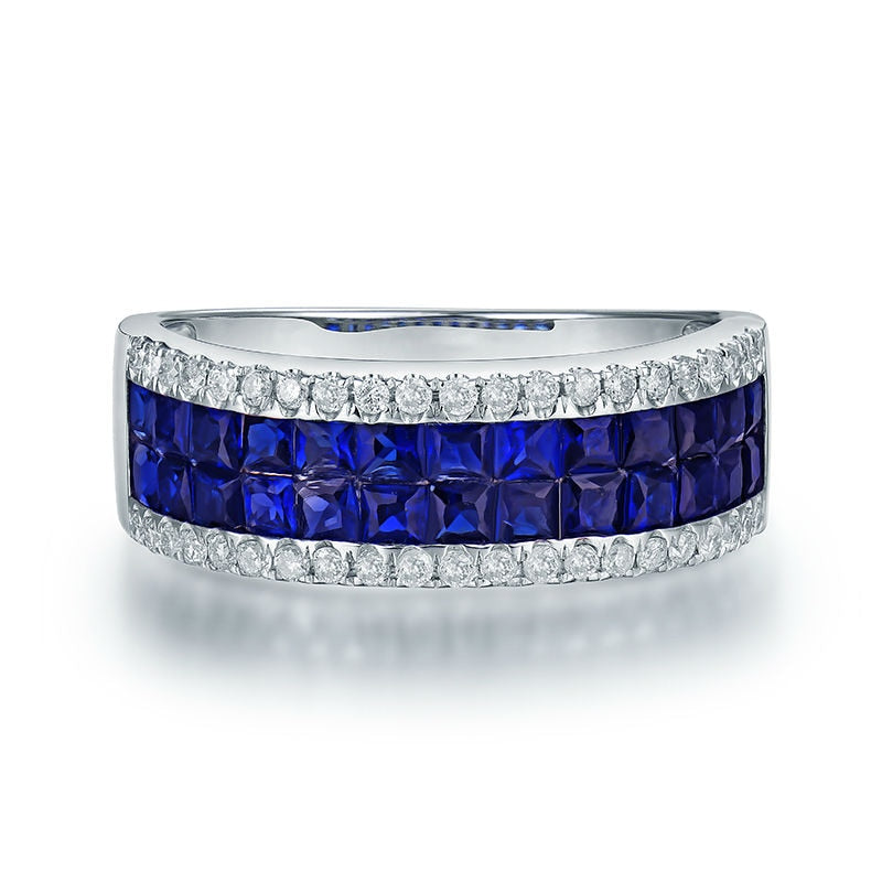 Natural Blue Sapphire and Diamond Engagement Ring for Men.