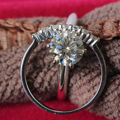 Solid 18k White Gold 3.7 Carat Moissanite D Color VVS1 Engagement Ring