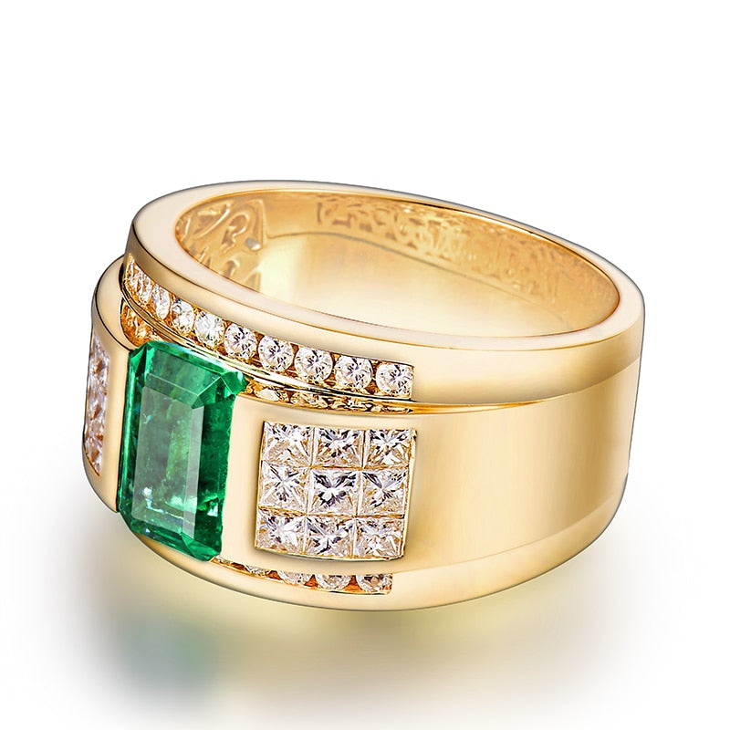 Luxury Colombian Emerald and Diamond Men's Rings.