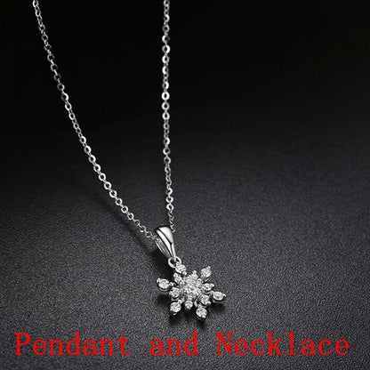 Natural Diamond Snowflake Shaped Pendant Necklace.