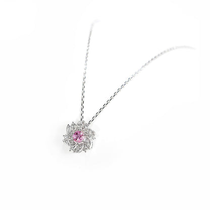 Genuine Natural Pink Sapphire and  Diamond Pendant Neckales.