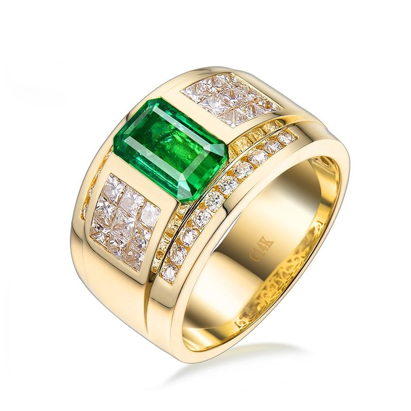 Luxury Colombian Emerald and Diamond Men's Rings.