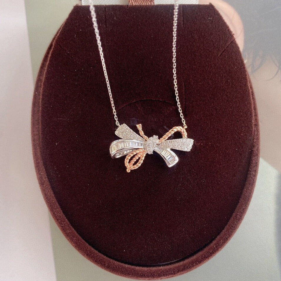 Elegant Rose Gold Diamond Necklace.