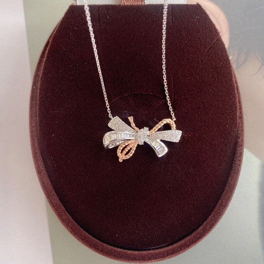 Elegant Rose Gold Diamond Necklace.