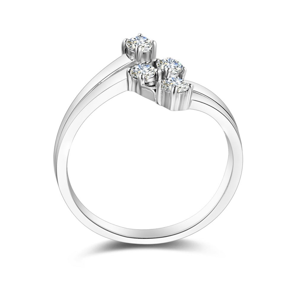 Luxury Moissanite Rings. D VVS1. 18K White Gold Plated Silver.