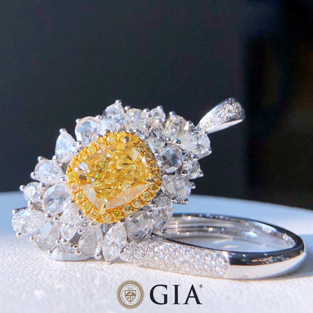 Fancy Yellow Diamond Engagement Rings. Luxury Diamond Jewelry.